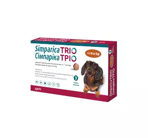 Сімпаріка ТРІО Жувальні таблетки для собак №3 5,1-10кг Zoetis симпарика трио